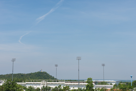 Spotlights of a soccer field. football field. arena. stadium.の写真素材