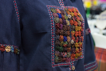 Thai traditional cloth, Thai fasion, Thai traditional clothing set on puppets in Thai clothing stores.の写真素材