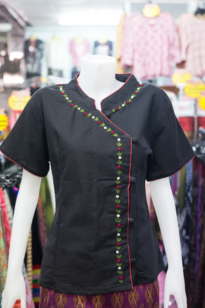 Thai traditional cloth, Thai fasion, Thai traditional clothing set on puppets in Thai clothing stores.の写真素材