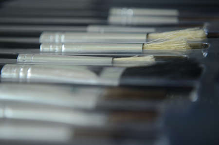 close up of pain brush set, new pain brush set, different pain brushes, color paint brushの写真素材