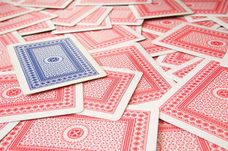set of playing cards, poker playing cards, red and blue playing cards, spades, diamonds, hearts and...