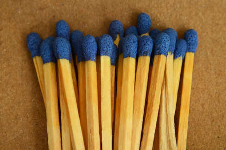 wooden matches on a box, social distance example wit matchesの写真素材