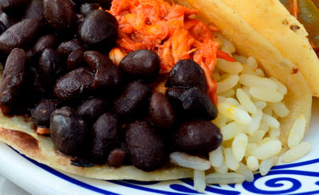 tacos, taco, mexican food, mexican tacos, tacos in a classic mexican plate, hand made totillas, Merida Yucatan Mexico, yucatecan and mayan foodの写真素材