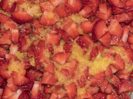 Chopped Strawberry Salad with orange juice a healthy and colorful dessert light by flash