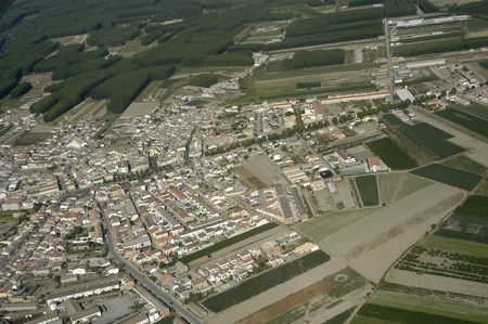Aerial view of the town of Fuentevaqueros in the province of Granadaの写真素材