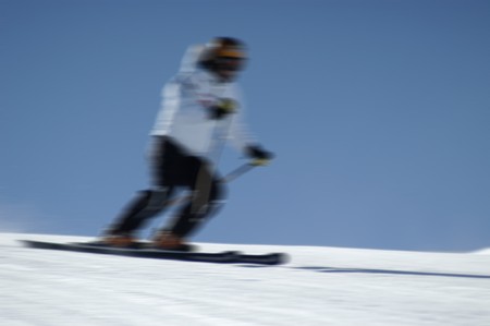 Women skiing in Sierra Nevadaの写真素材