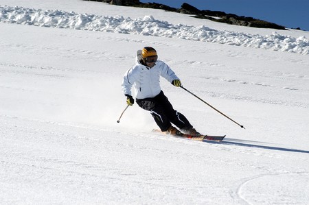 Women skiing in Sierra Nevadaの写真素材