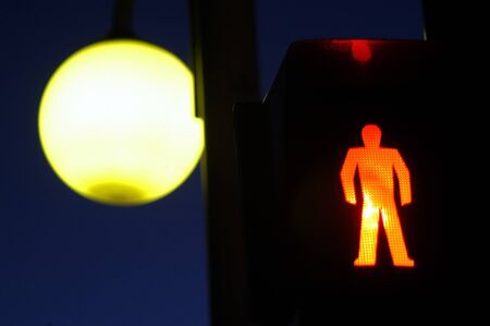 Streetlights and traffic lights PEDESTRIANSの写真素材