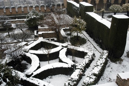 View of Alhambra with snow in Granadaのeditorial素材