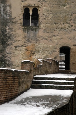 View of Alhambra with snow in Granadaのeditorial素材
