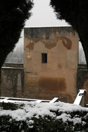 View of Alhambra with snow in Granadaのeditorial素材