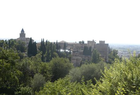 View of the city of Granada and the Alhambra in Granada のeditorial素材