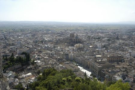 View of the city of Grenada from Torre de la Vela in Granada の写真素材