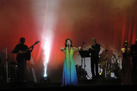acting in concert by singer paloma san basilio, the 1st of june 2007 in the gardens of the white horse in granadaのeditorial素材