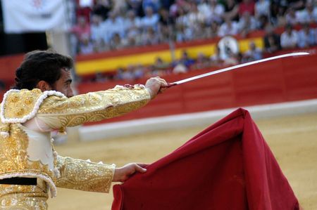 the bullfighter david fandila, el fandi, in the bullfight held in granada on 7 june 2007, at feria de corpusのeditorial素材