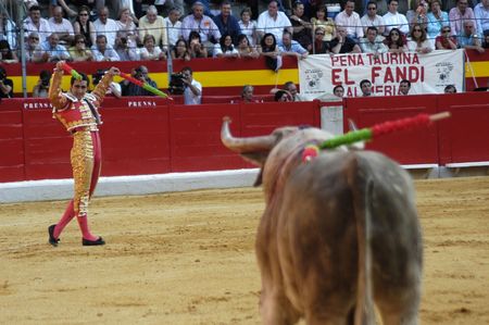 The bullfighter David Fandila, El Fandi, in the bullfight held in Granada on 7 June 2007, at Feria de Corpusのeditorial素材