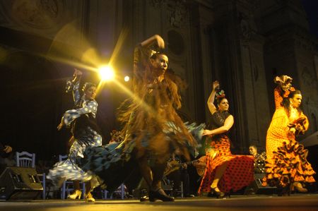 2007/06/25- Granada, Spain - traditional Zambra del Sacromonte, based on the Gypsy wedding ritual, under the direction of AlbaicÃ­n Curro on the square of the Pasiegas of Granada, within the Flamenco FEXのeditorial素材