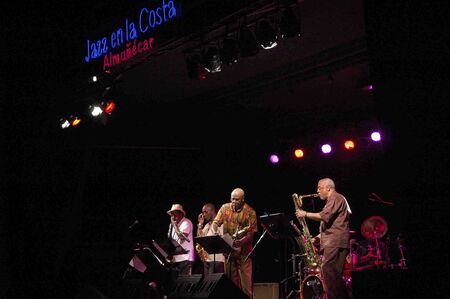 2007/07/17- AlmuÃ±Ã©car - Granada - Spain - Festival of Jazz in the coast of Granada. The group World Saxophone Quartetのeditorial素材