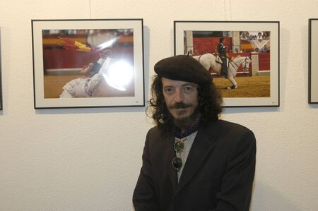 2008/05/03 - granada - spain - granada paco ayala photographer, with pictures of bulls and bullfighters, the presentation made at the college of granada afmisnistrativos managersのeditorial素材
