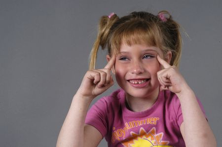 Blond girl in photo studio