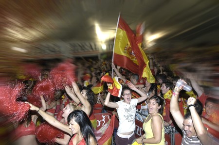 Party World Cup in which Spain were crowned world champions in the marquee of Granada, next to the Palacio de Congresos de Granada 07/11/2010 Celebrating the World Cup in South Africaのeditorial素材