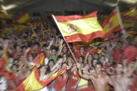 Party World Cup in which Spain were crowned world champions in the marquee of Granada, next to the Palacio de Congresos de Granada 07/11/2010 Celebrating the World Cup in South Africaのeditorial素材
