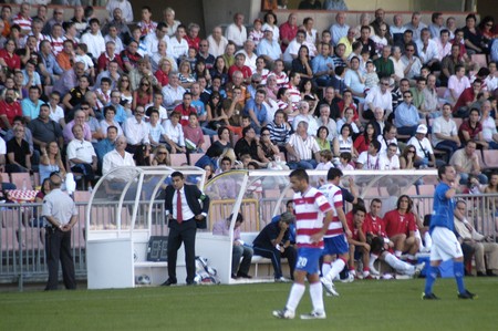 2009/10/04- Granada-Spain-football game between the Granada CF and the Eagles. Fans of Granada CFのeditorial素材