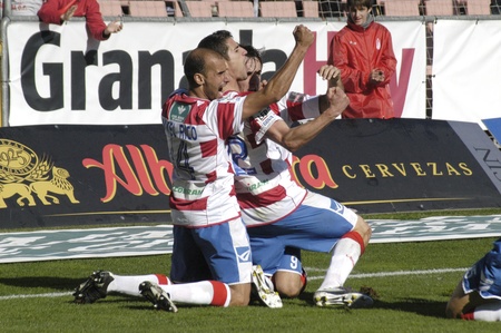 2011/01/02 - Granada - Spain - Football game between the Granada CF and AlcorcÃ³nのeditorial素材