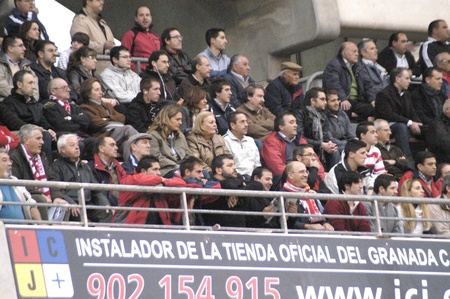 football match in the league ahead between granada and jerez cf supporters of samir 10/30/2010のeditorial素材