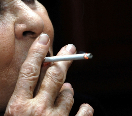 smoking aloneの写真素材