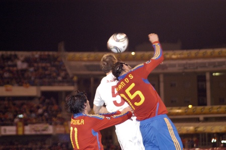 international football match between the spanish team in football and the czech republic in the stadium crmenes of granada 25/03/2011のeditorial素材