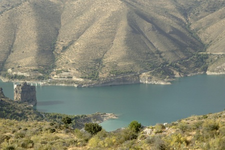 channel in view of the sierra nevada marsh, in the province of granada 08/12/2011の写真素材