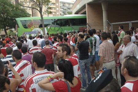 atmosphere prior to the football game between the granada cf and real betis 27/08/2011のeditorial素材