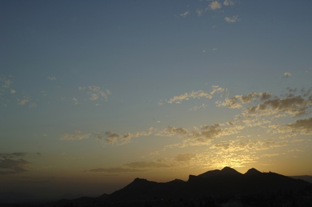 background of a sunset in sierra elvira, granada province on 29/08/2011の写真素材