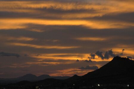 global warming and sunset in sierra elvira, granada in the province ofの写真素材