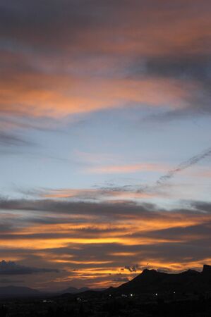 global warming and sunset in sierra elvira, granada in the province ofの写真素材