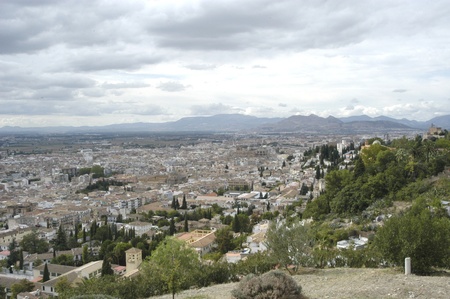 overview of the city of granadaの写真素材