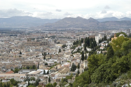 overview of the city of granadaの写真素材