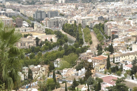 overview of the city of granadaの写真素材