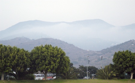 sierra with cloud seen from almucar, on the coast tropical13-08-2010foto: paco ayalaのeditorial素材