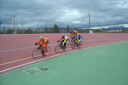 cycling competition in a velodromeのeditorial素材