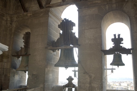 bells from the belfry of the cathedral of granadaの写真素材