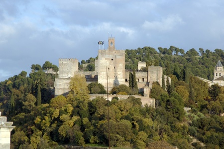 view of the alhambra of granada with the torre de la vela. 17/11/2011のeditorial素材