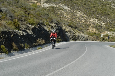 cyclists on the roadの写真素材