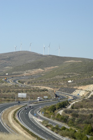 motril motorway to dance its way through durcal with wind turbines in the background. 26/11/2011のeditorial素材