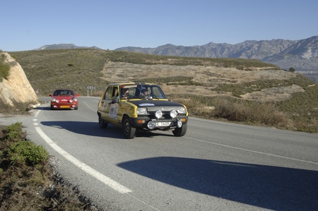 rally of classic cars of the first snow of the Sierra Nevada, between Shell and Saleres stretch. 26/11/2011のeditorial素材