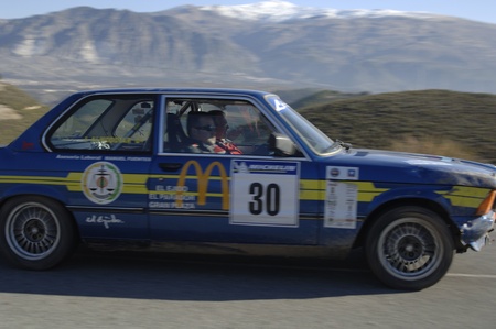 rally of classic cars of the first snow of the Sierra Nevada, between Shell and Saleres stretch. 26/11/2011のeditorial素材