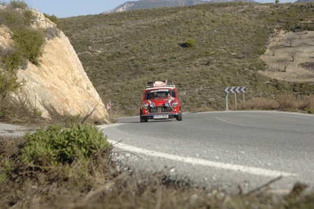 rally of classic cars of the first snow of the Sierra Nevada, between Shell and Saleres stretch. 26/11/2011のeditorial素材
