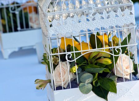 Flower inside a cage, flower centerの写真素材