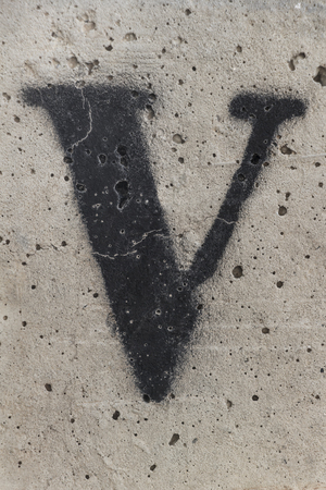 stencil letters in spray paint, letter vの写真素材